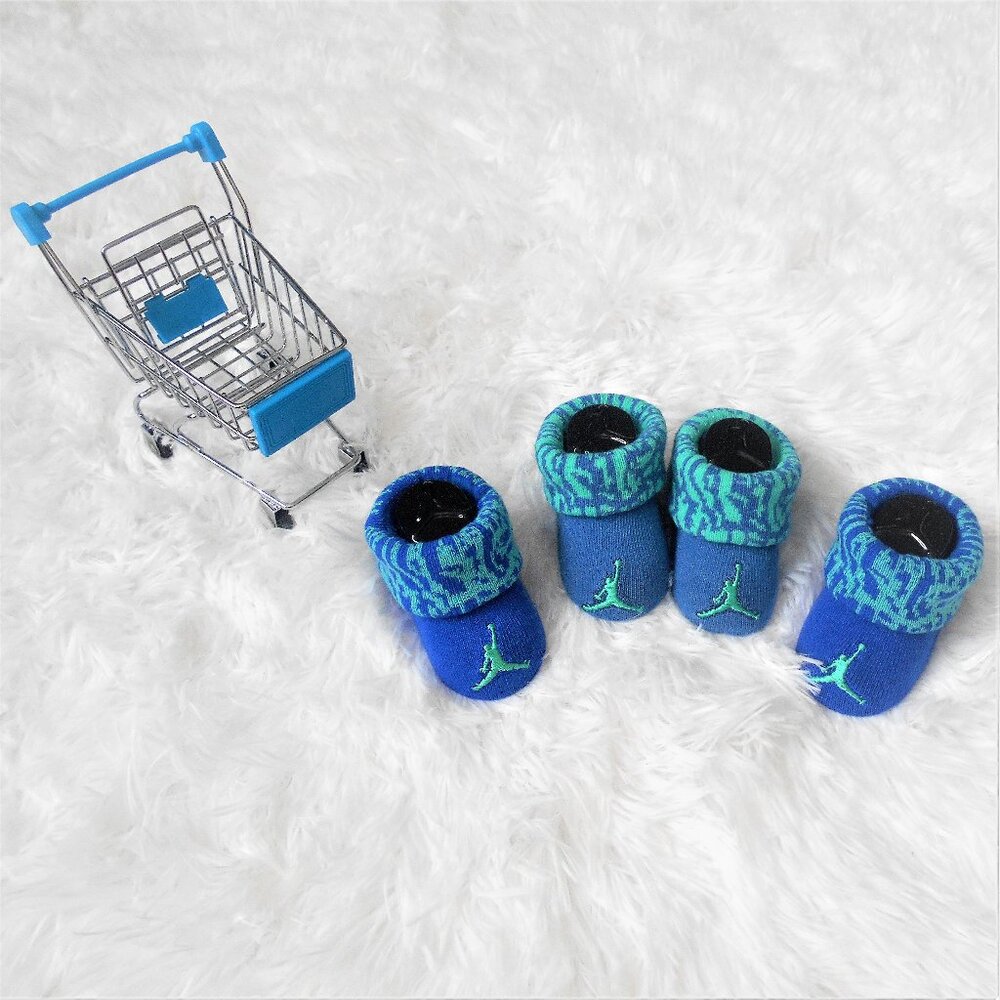 Nike Jordan Infant Booties 2 Pack Baby Newborn 0-6 Mo Blue DBL